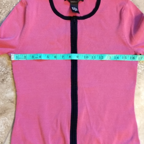 Women's Geoffrey Beene Pink & Black Cardigan Sweater Size Medium - Picture 6 of 8